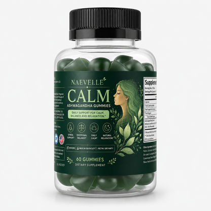 Naevelle CALM ashwagandha gummies bottle for stress relief