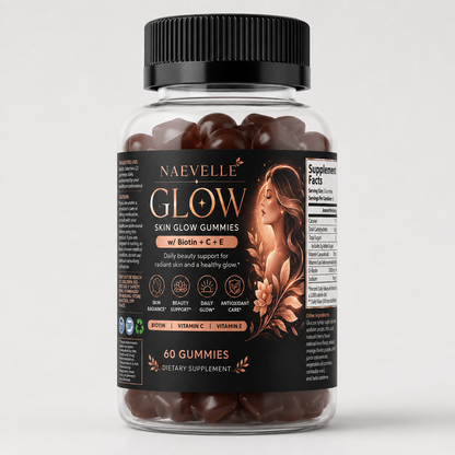 Naevelle GLOW skin glow gummies bottle for radiant skin
