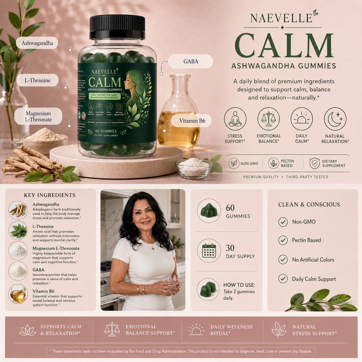 CALM adaptogen gummies with ashwagandha, benefits and ingredients