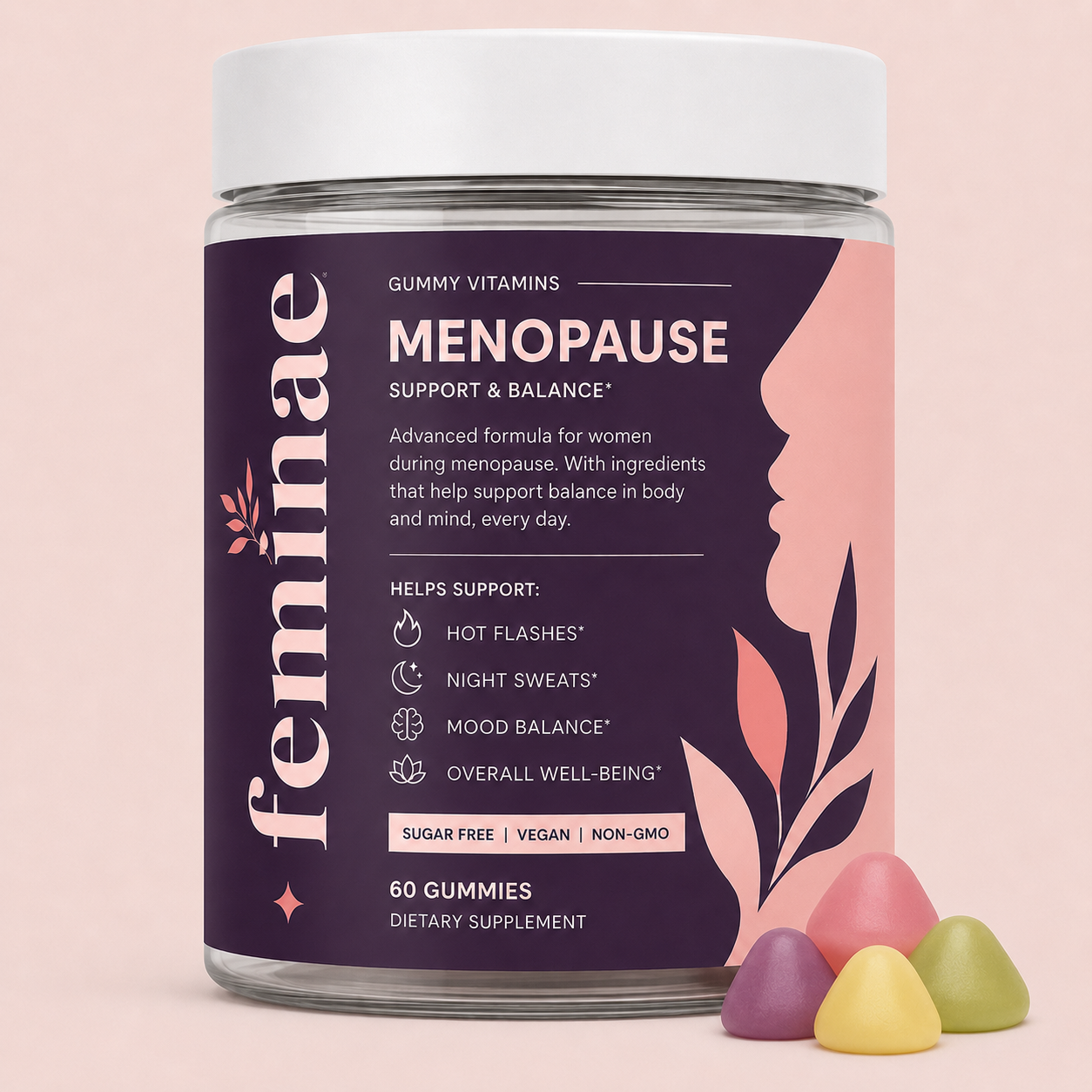 Bote de gominolas para la menopausia Naevelle BALANCE 01 con Cimicífuga y Trébol Rojo